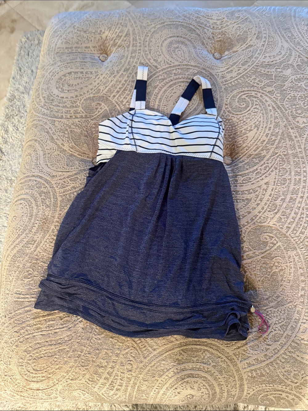 lululemon athletica Navy and White Striped Kids Tank Dress